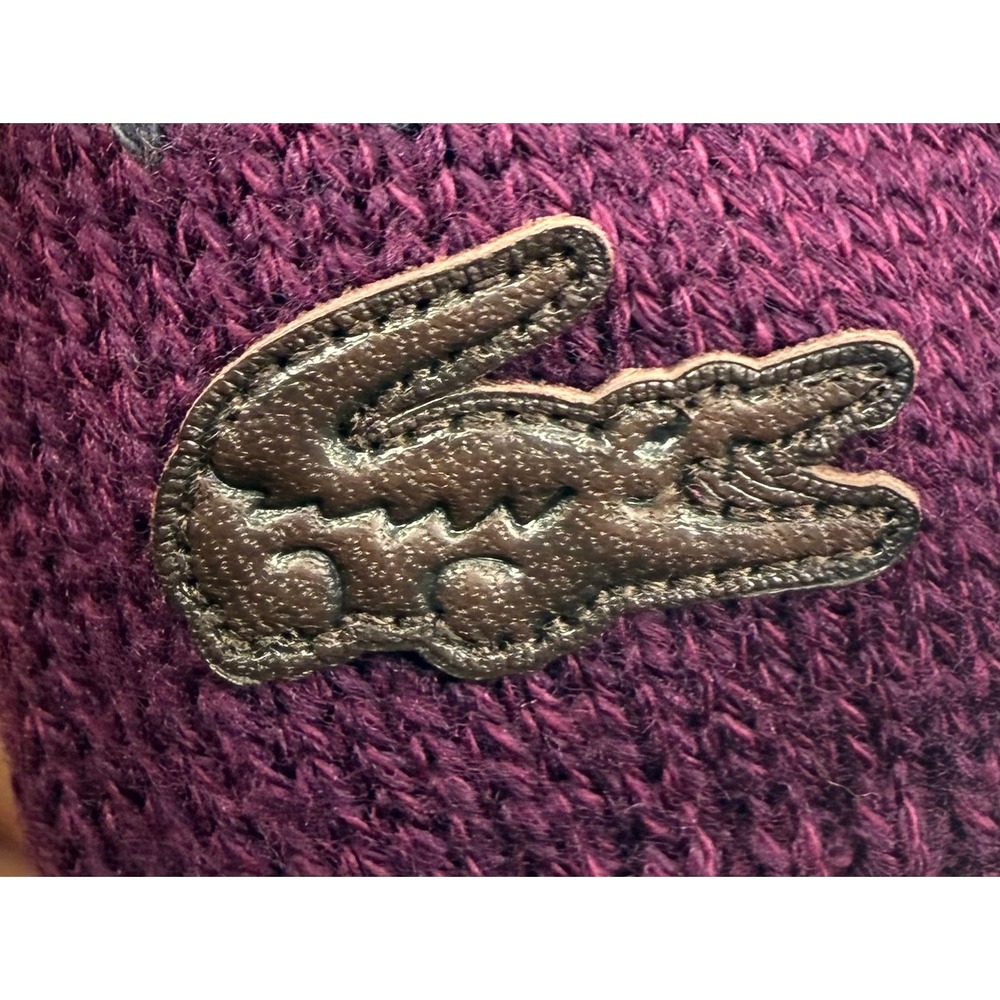 Lacoste Mens Wool Blend Geometric Diamond V-Neck Sweater Cherry GG1406 Size 6 - Picture 4 of 8